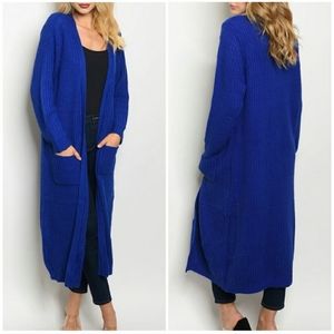 Primi royal blue longline cardigan with pockets size Medium
